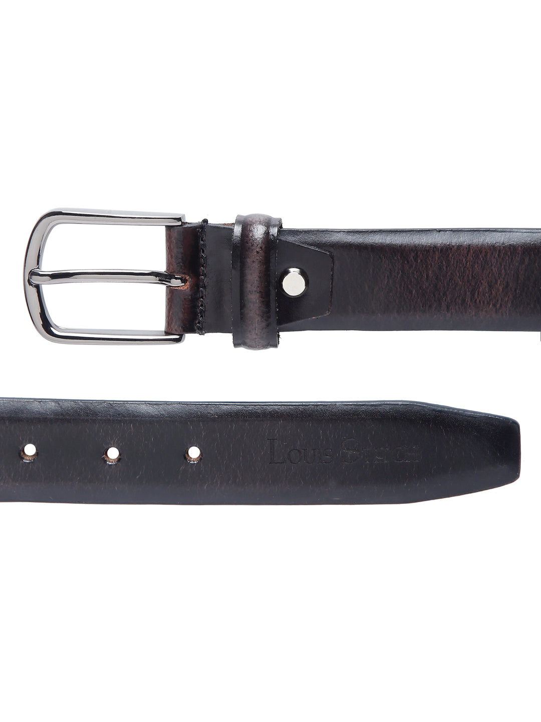 Men'S Dark Brown Italian Leather Belt Handcrafted With Chrome Buckle