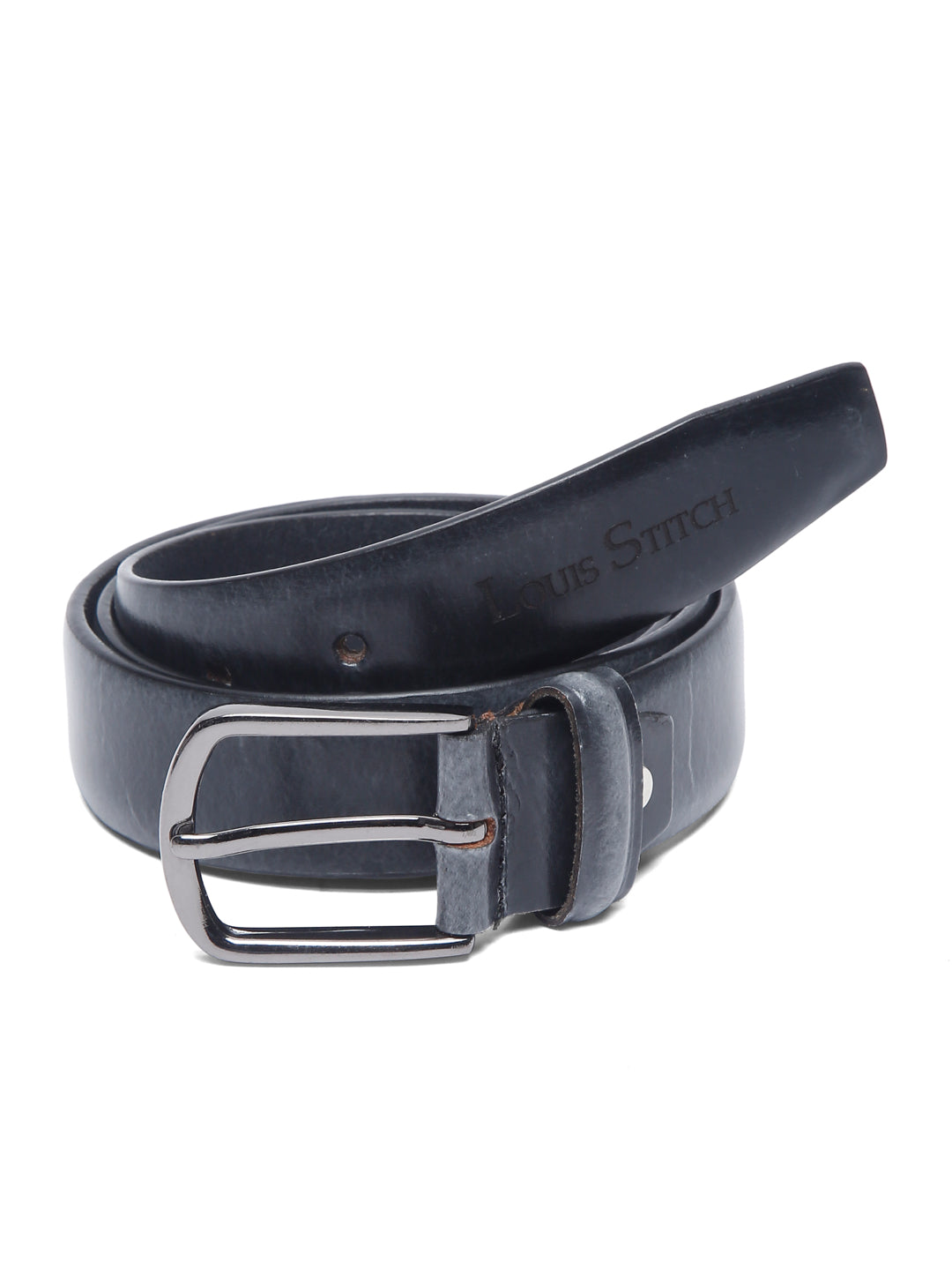 Men'S Grey Italian Leather Belt Handcrafted With Chrome Buckle