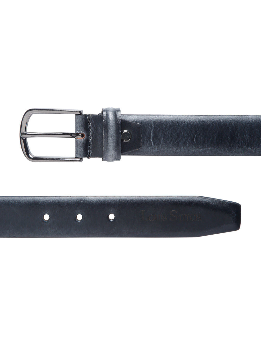Men'S Grey Italian Leather Belt Handcrafted With Chrome Buckle