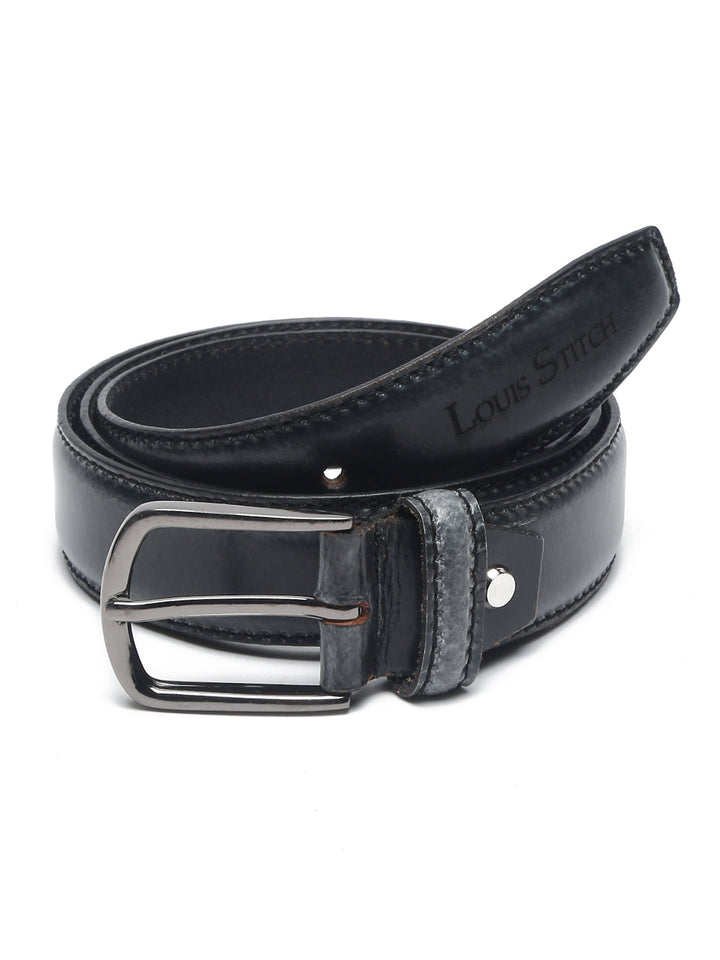 Grey Men'S Ash Grey Italian Raw Crunch Leather Belt Handcrafted With Glossy Buckle