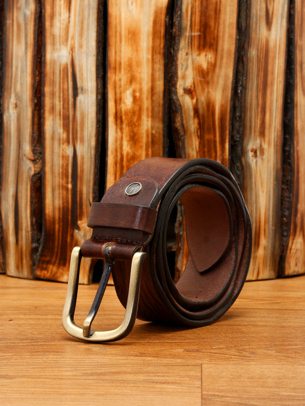 LOUIS STITCH Men's Rust Brown Italian Leather Belt Premium Spanish Style Casual Belts for Men