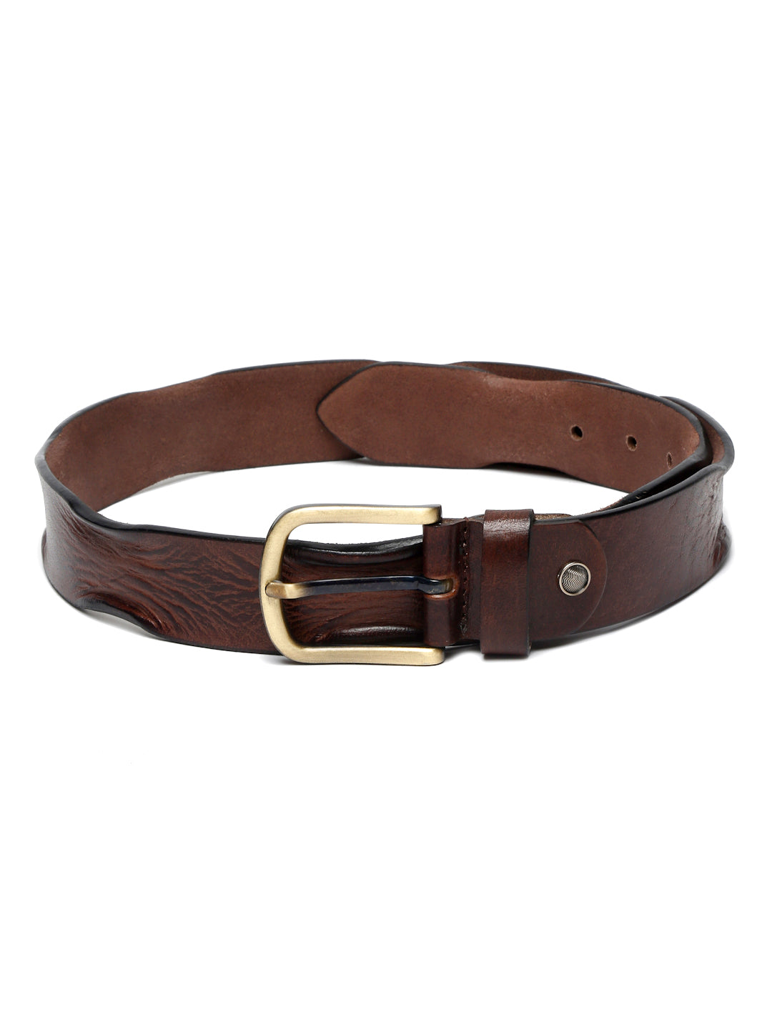 LOUIS STITCH Men's Rust Brown Italian Leather Belt Premium Spanish Style Casual Belts for Men