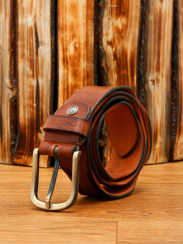 LOUIS STITCH Men's Russet Tan Italian Leather Belt Premium Spanish Style Casual Belts for Men