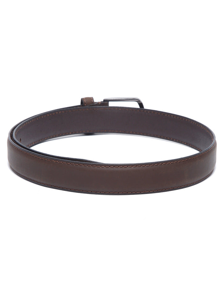 Brown Men's Brown Italian Leather Belt Handcrafted With Chrome Buckle