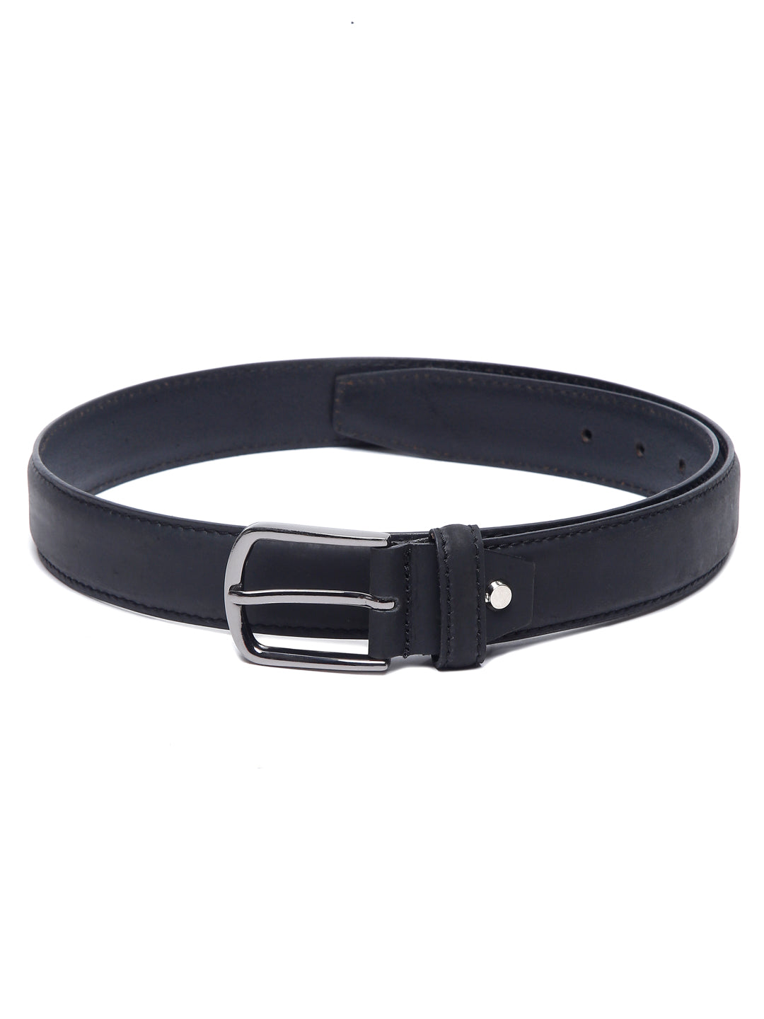 Black Men's Black Italian Leather Belt Handcrafted With Chrome Buckle