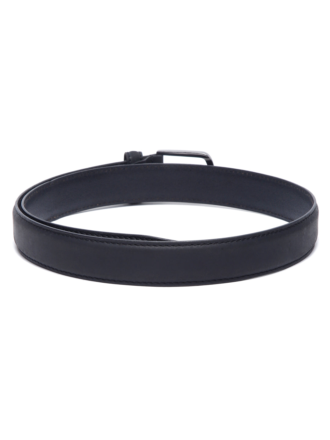 Black Men's Black Italian Leather Belt Handcrafted With Chrome Buckle