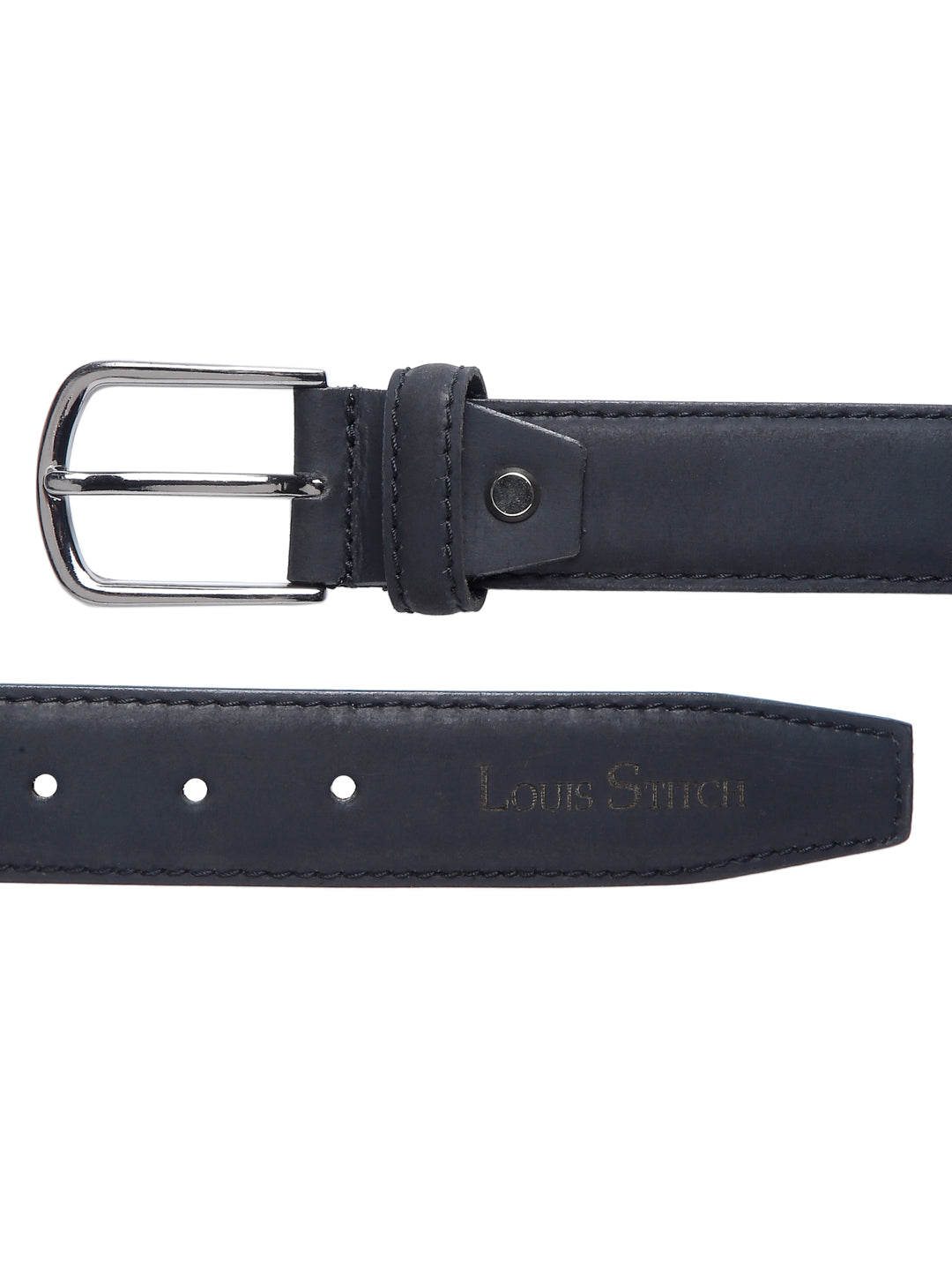 Black Men's Black Italian Leather Belt Handcrafted With Chrome Buckle