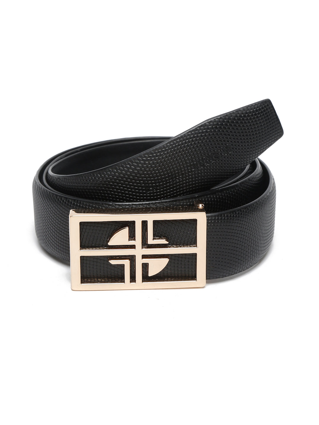 Men's Black Formal Italian Leather Textured Belt For Men