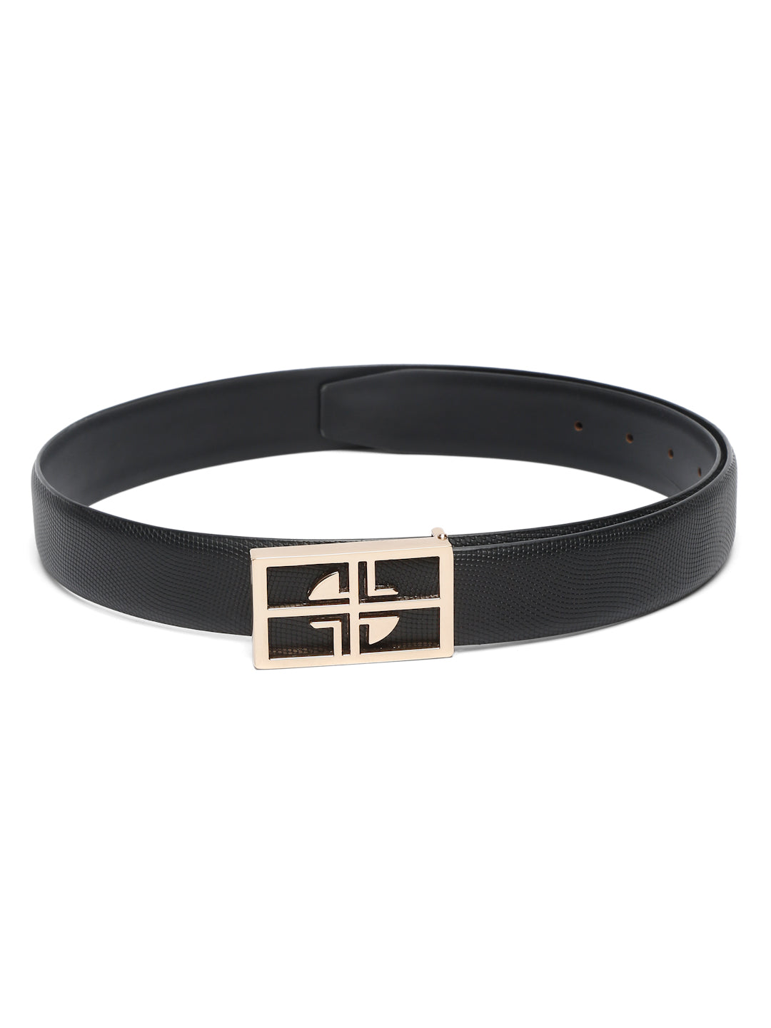 Men's Black Formal Italian Leather Textured Belt For Men