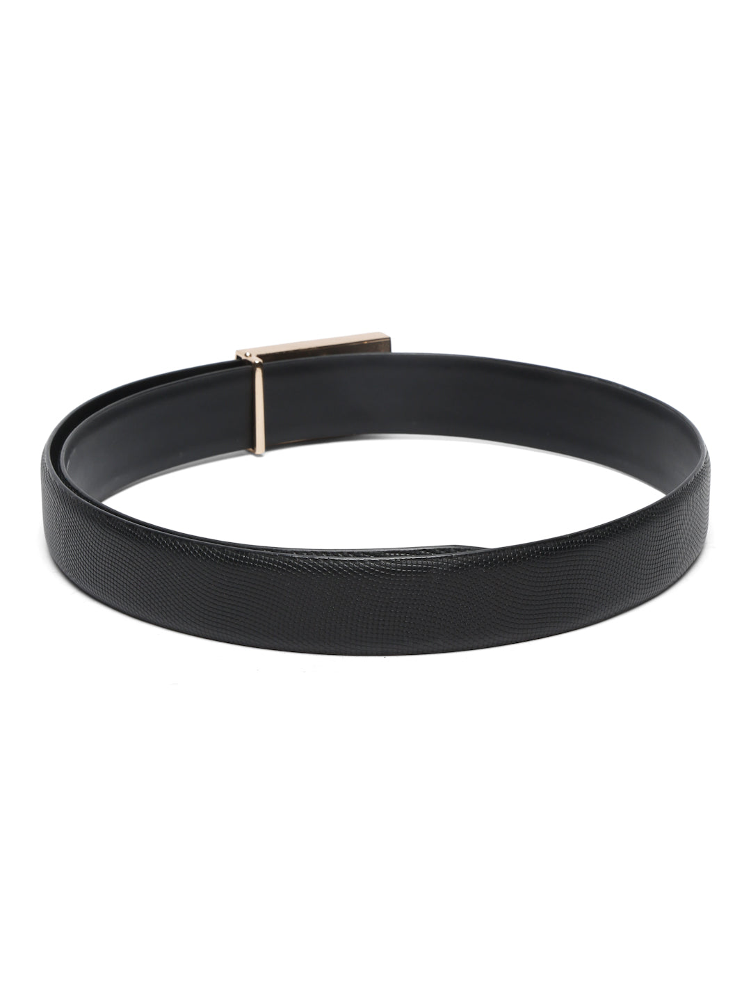Men's Black Formal Italian Leather Textured Belt For Men