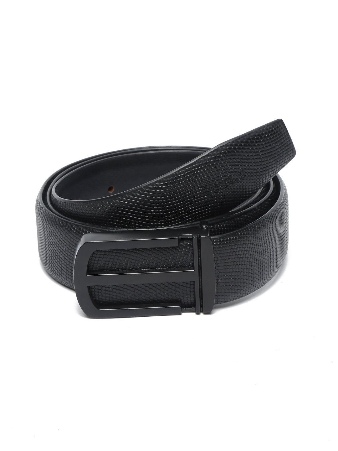 Men's Black Formal Italian Leather Textured Belt For Men