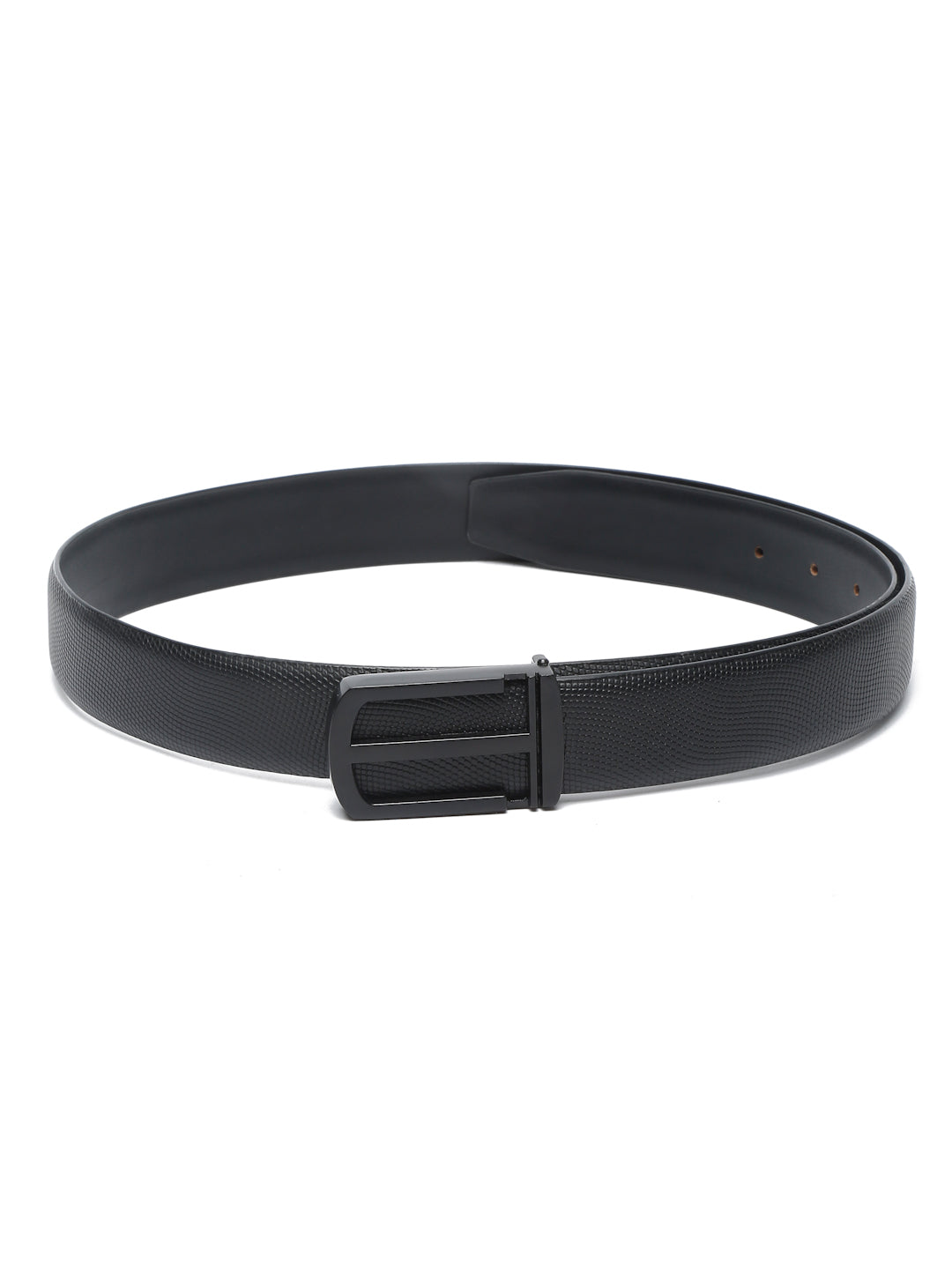 Men's Black Formal Italian Leather Textured Belt For Men