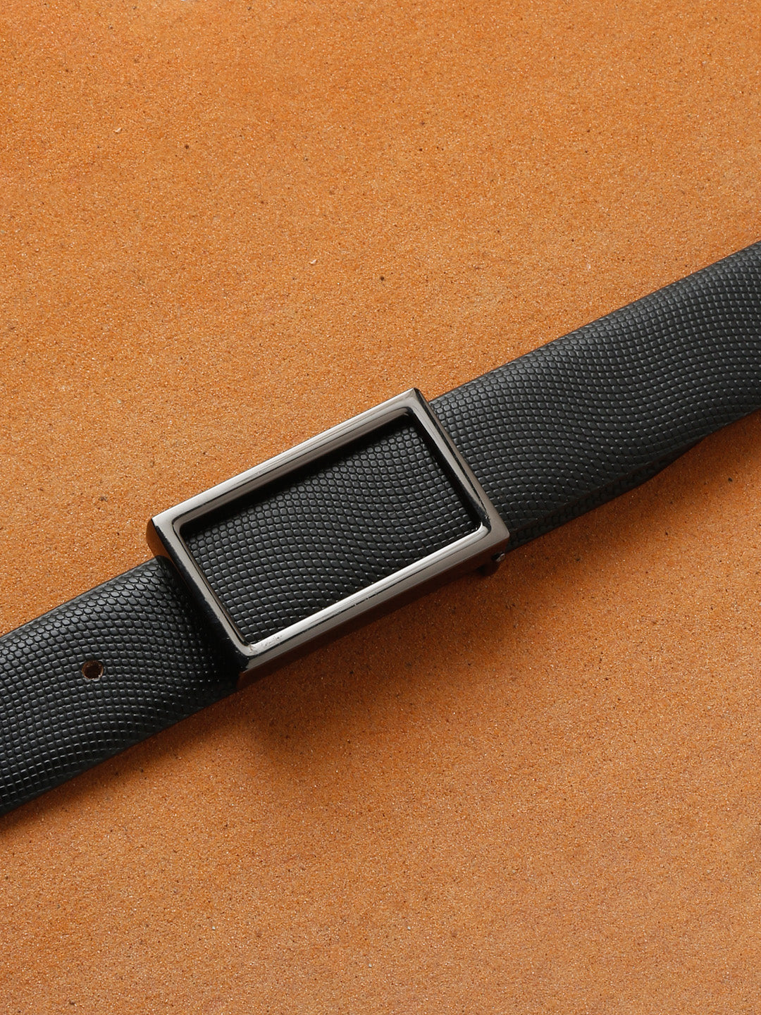 Men's Black Formal Italian Leather Textured Belt For Men