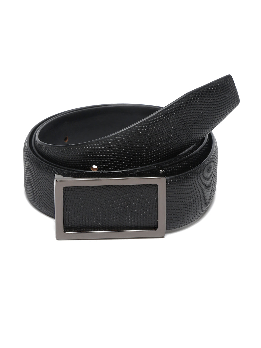 Men's Black Formal Italian Leather Textured Belt For Men
