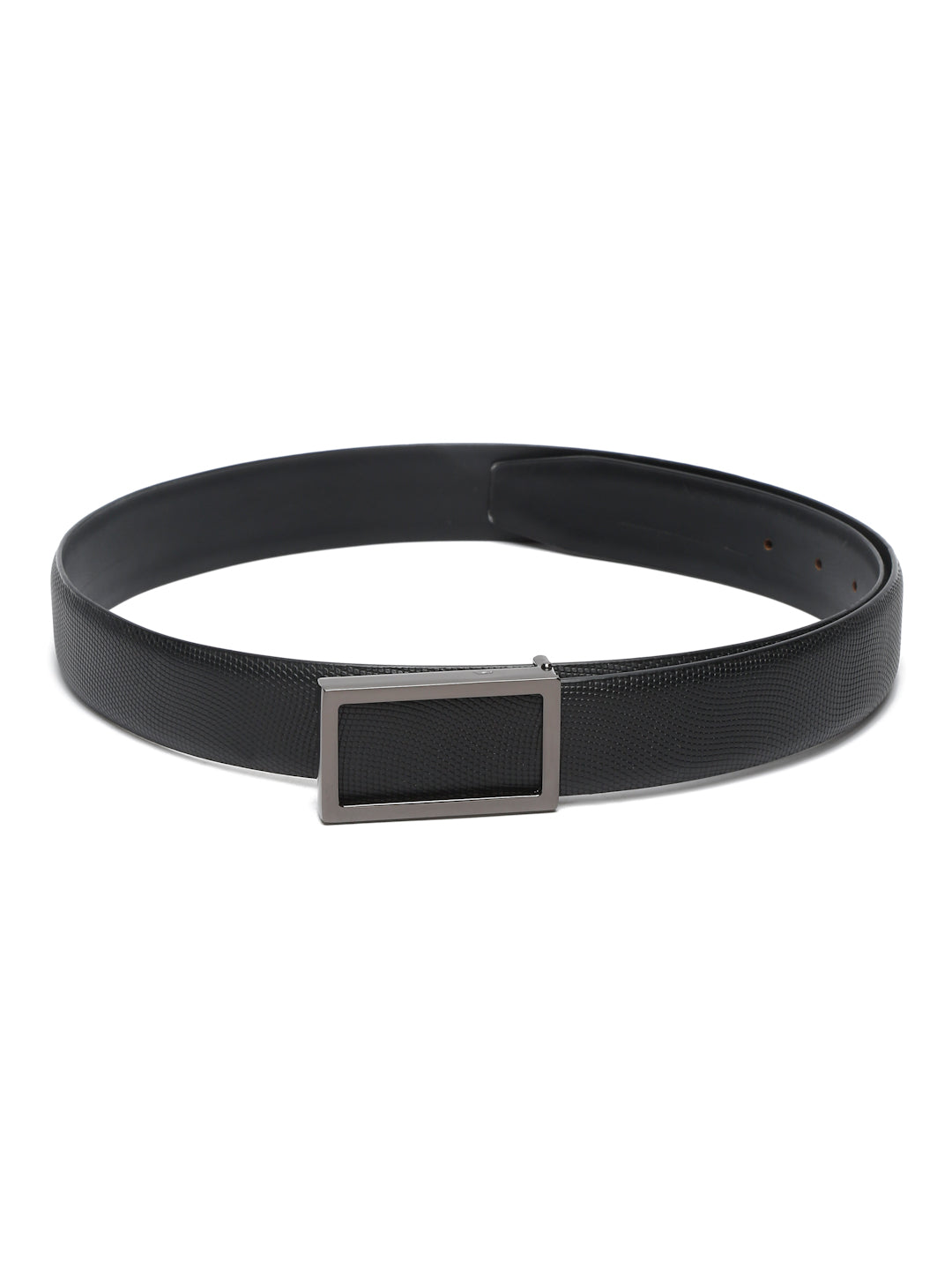 Men's Black Formal Italian Leather Textured Belt For Men