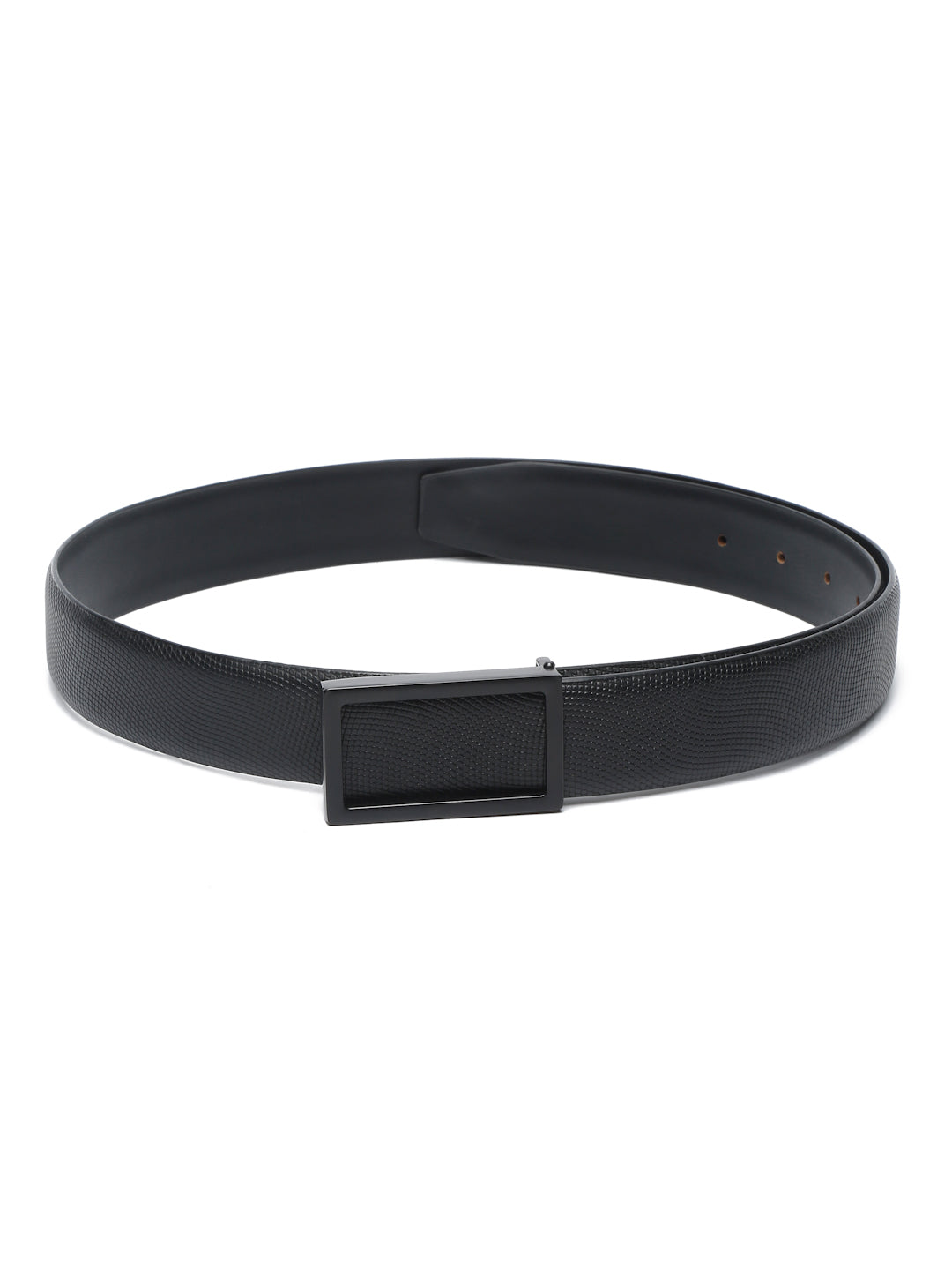 Men's Black Formal Italian Leather Textured Belt For Men