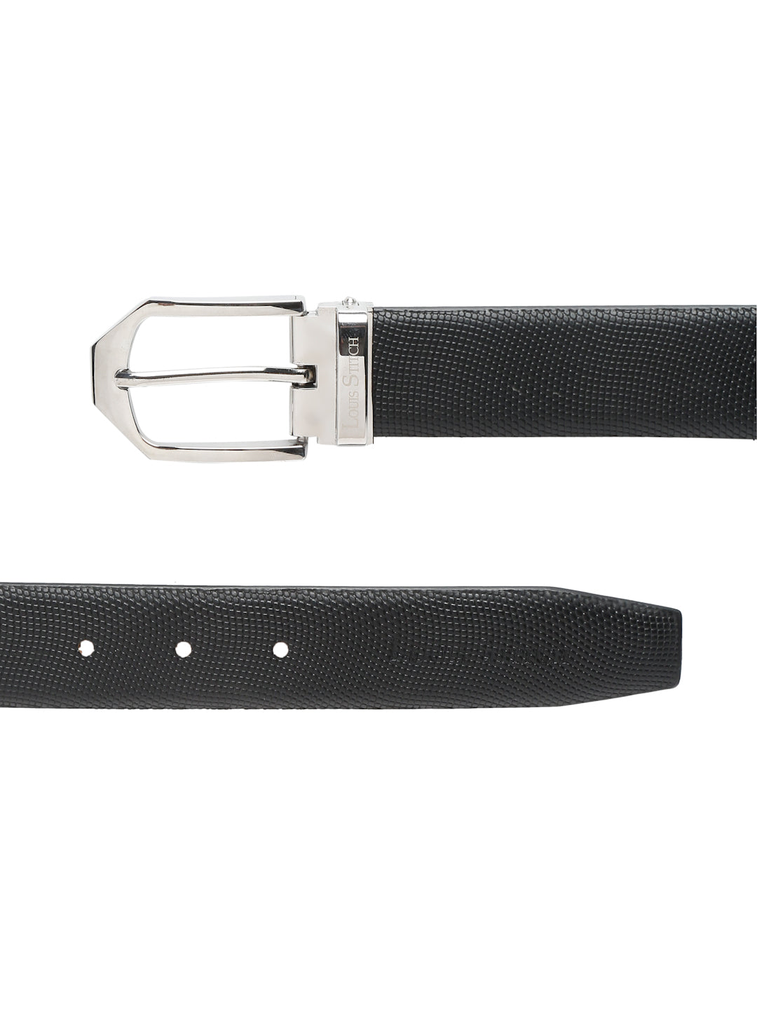 Men's Black Formal Italian Leather Textured Belt For Men