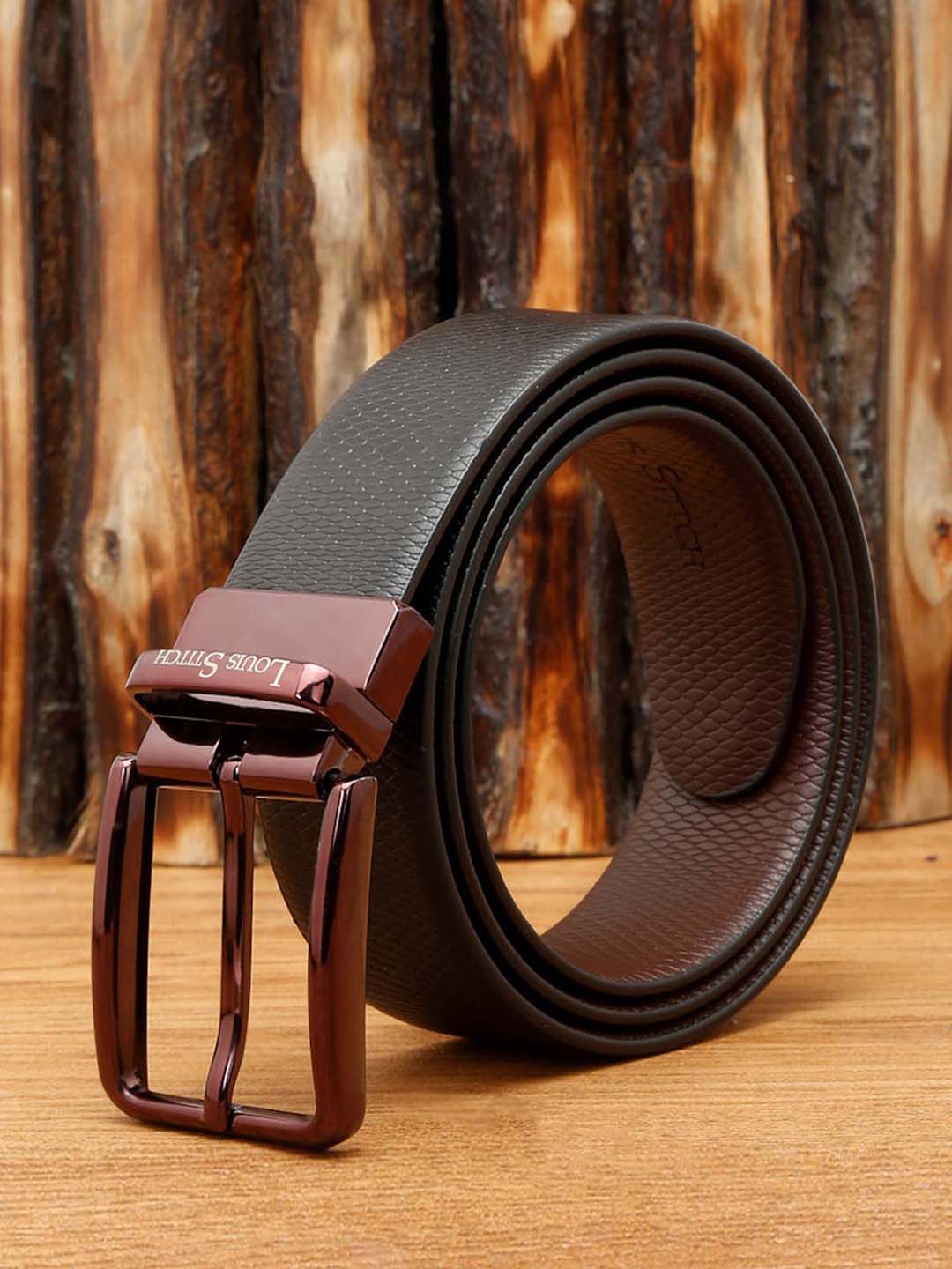 Black Men'S Black & Brown Formal Italian Leather Reversible Belt For Men