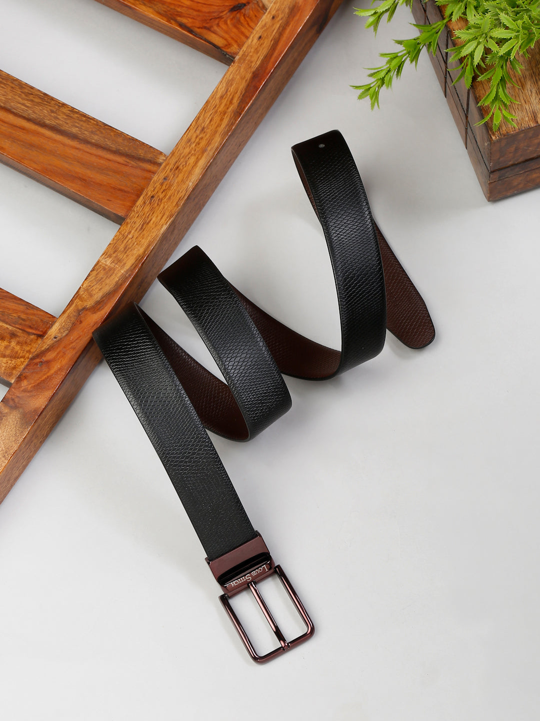 Men'S Black & Brown Formal Italian Leather Reversible Belt For Men