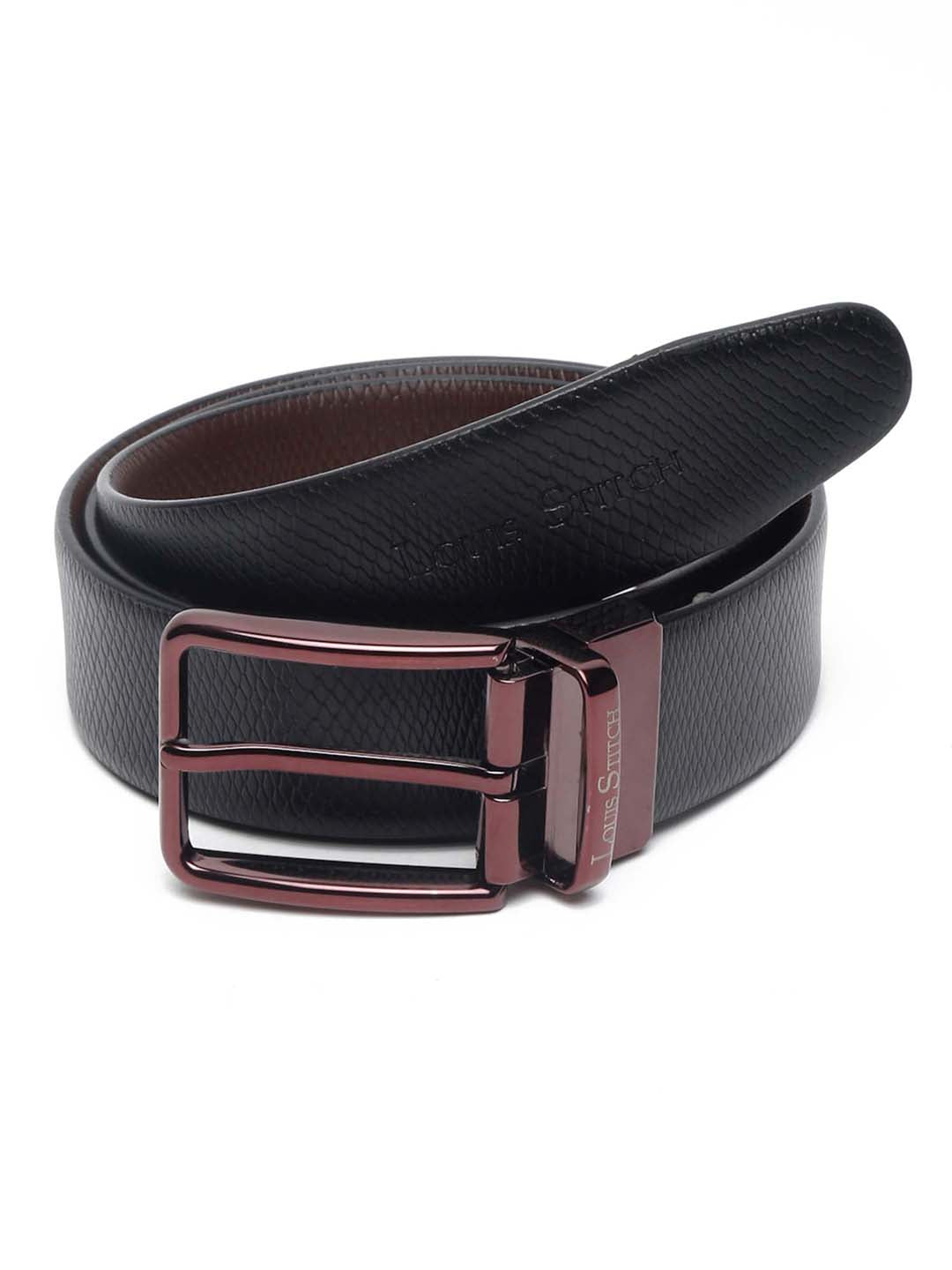 Men'S Black & Brown Formal Italian Leather Reversible Belt For Men