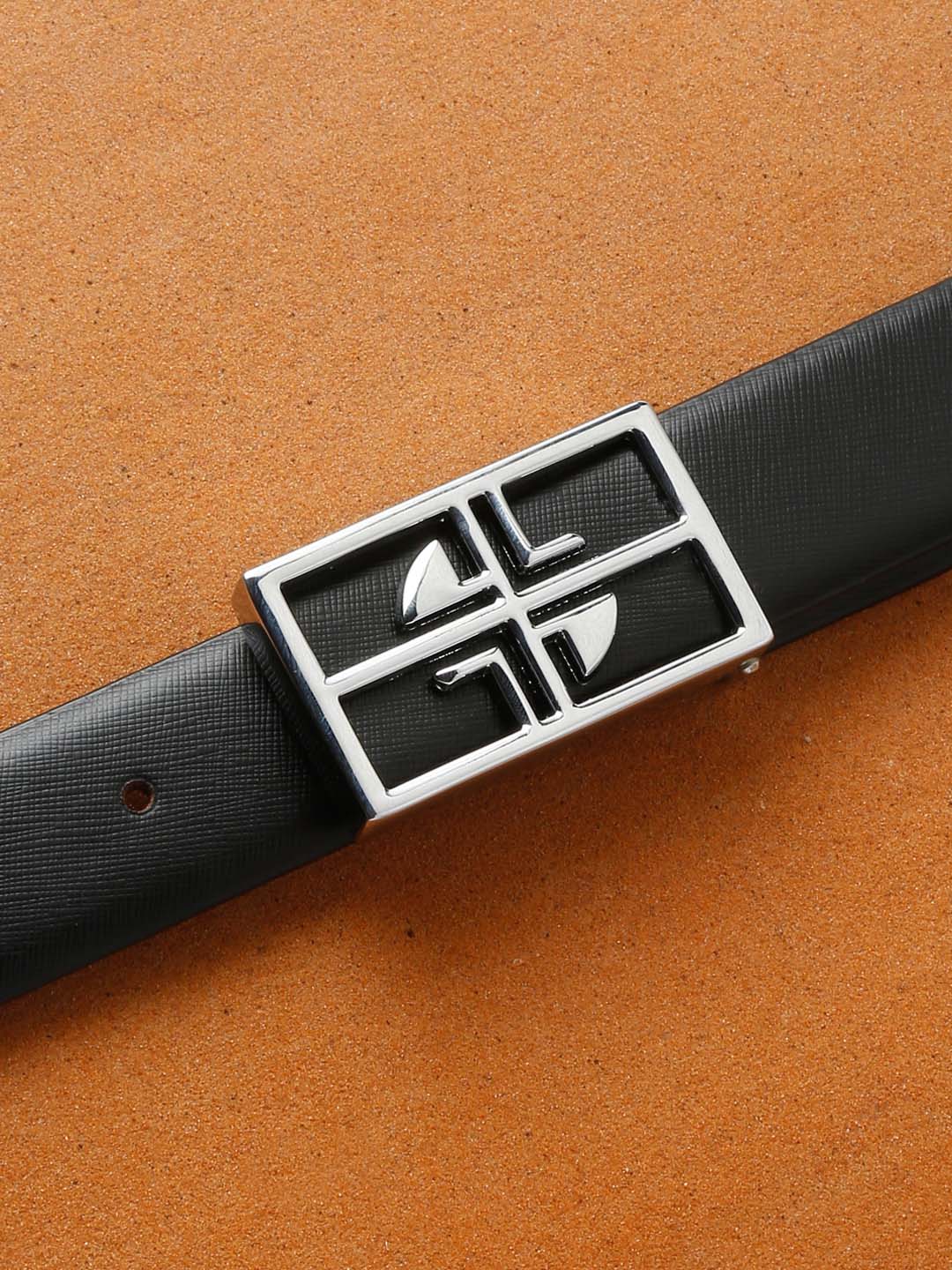 Men's Black Formal Italian Leather Textured Belt For Men