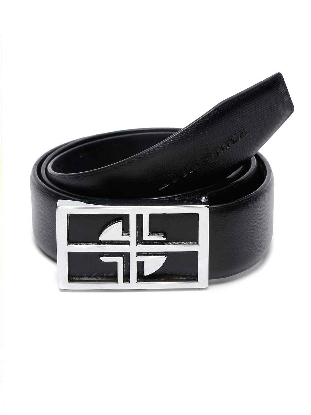 Men's Black Formal Italian Leather Textured Belt For Men