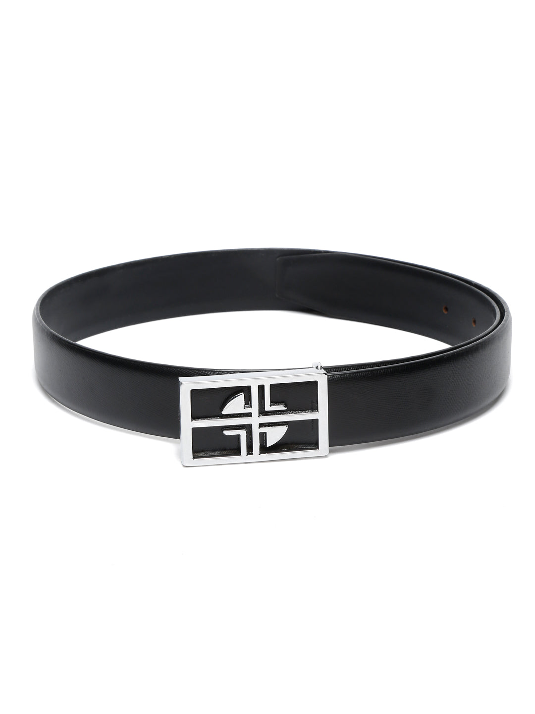 Men's Black Formal Italian Leather Textured Belt For Men