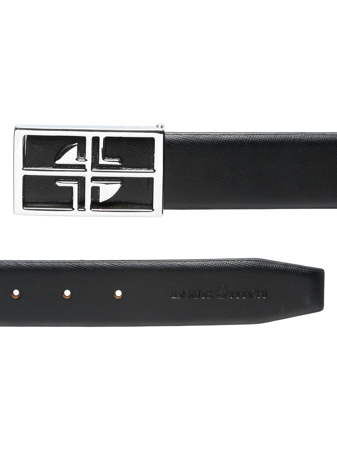 Men's Black Formal Italian Leather Textured Belt For Men