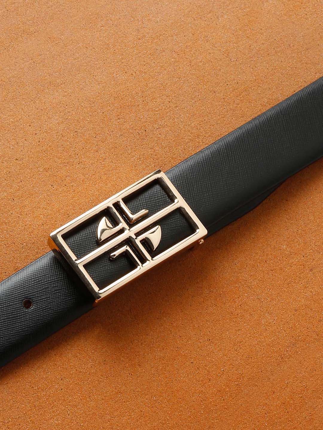 Men's Black Formal Italian Leather Textured Belt For Men