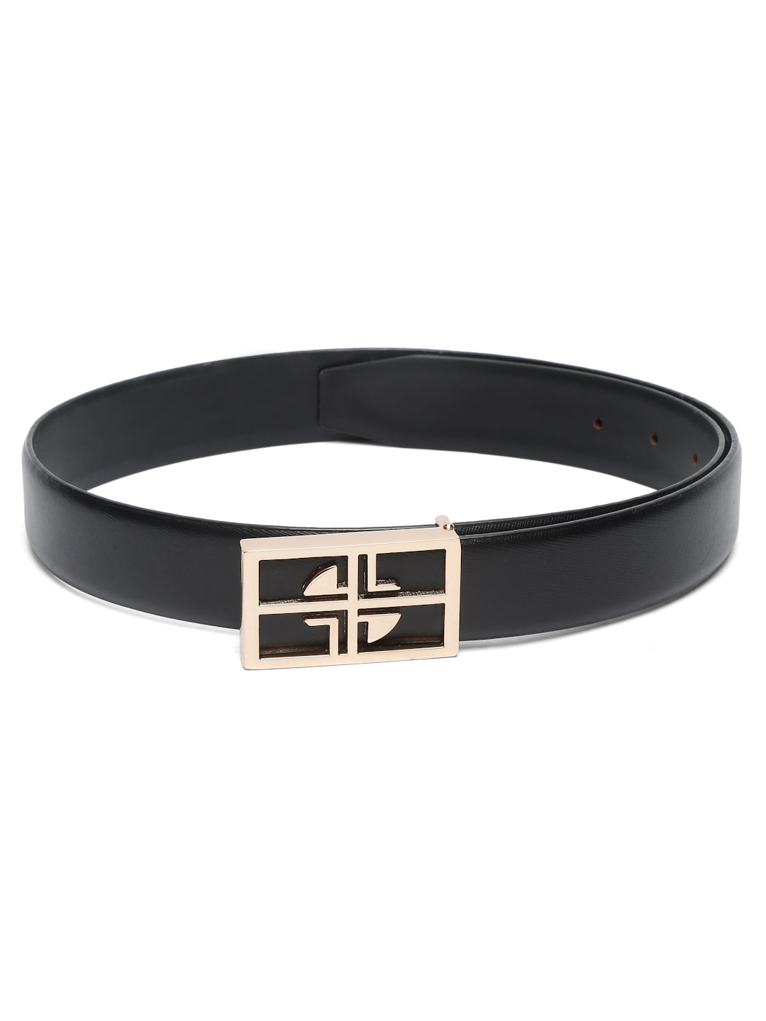 Men's Black Formal Italian Leather Textured Belt For Men