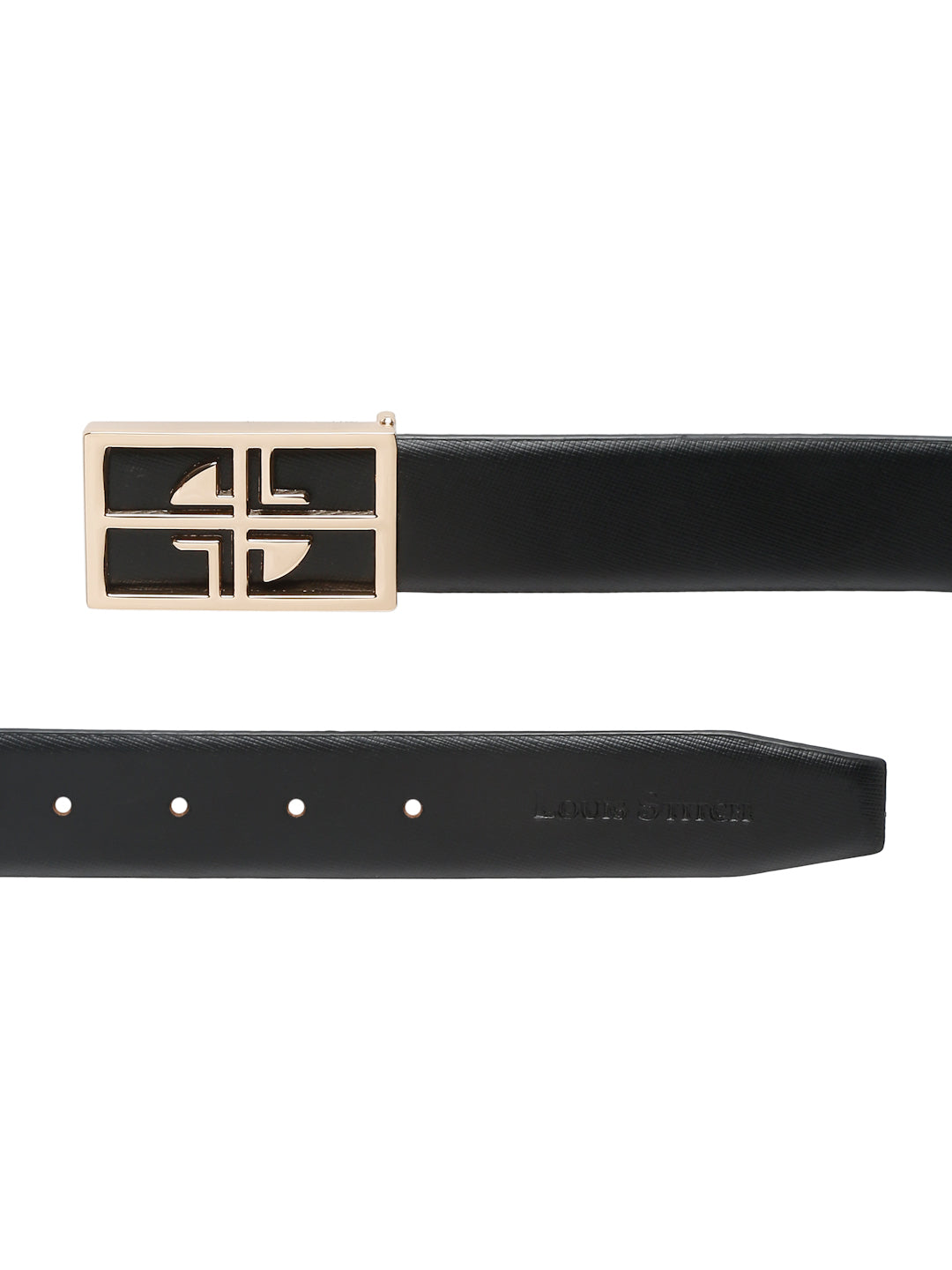 Men's Black Formal Italian Leather Textured Belt For Men