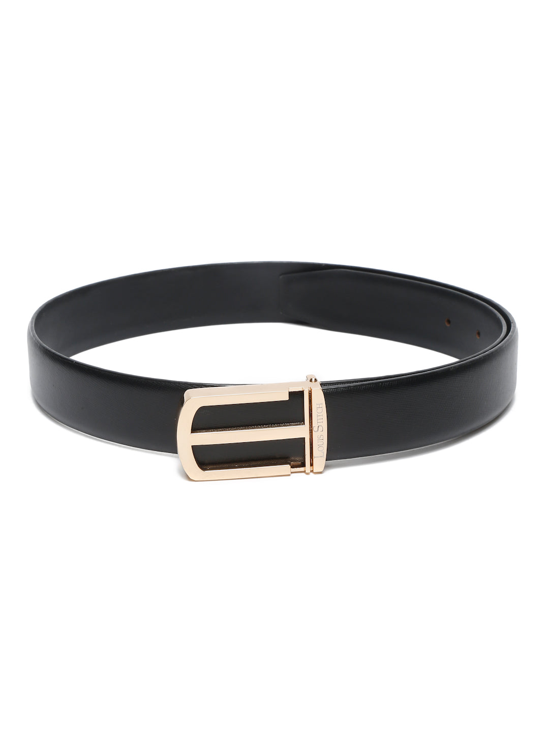Men's Black Formal Italian Leather Textured Belt For Men