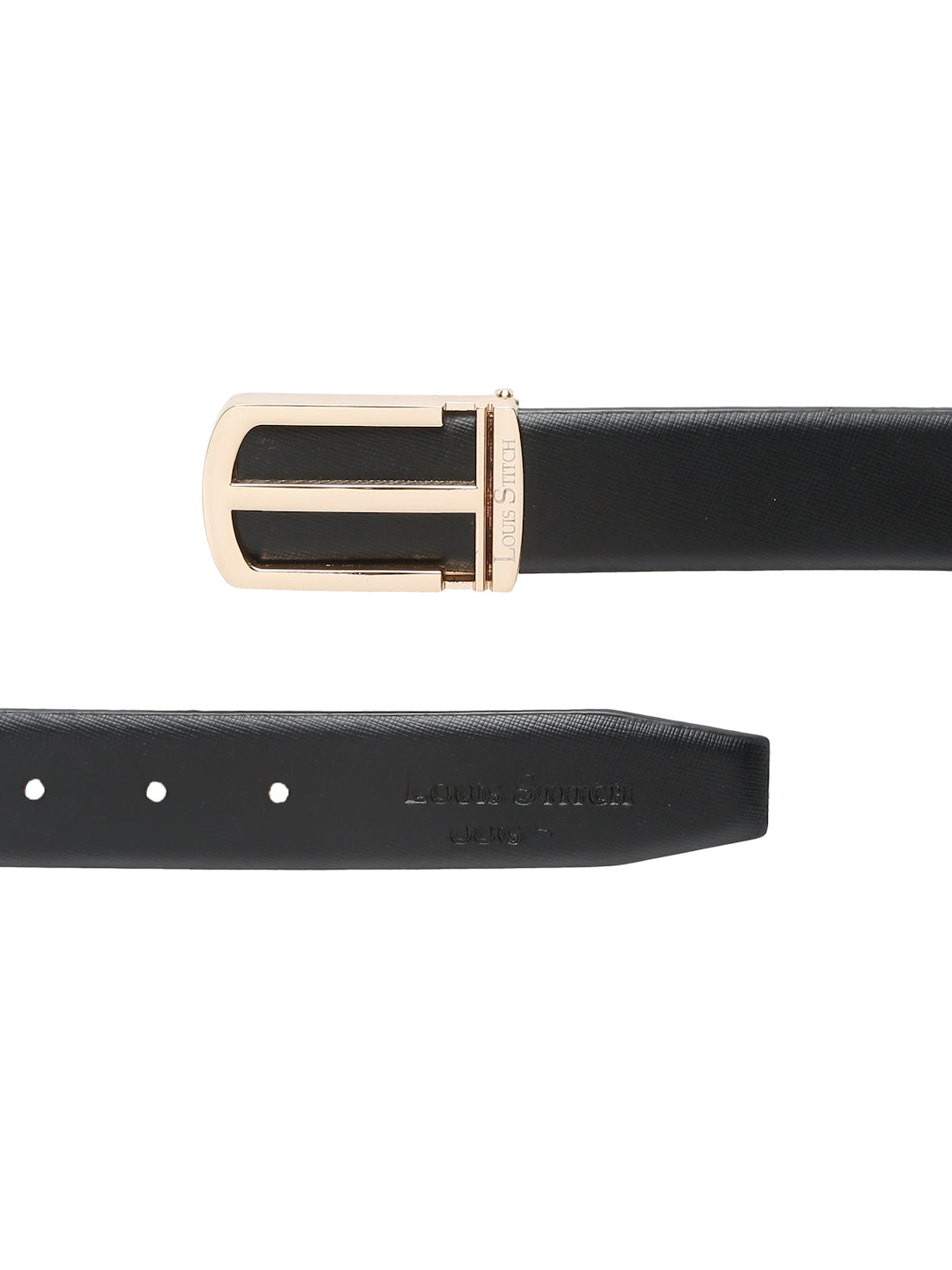 Men's Black Formal Italian Leather Textured Belt For Men