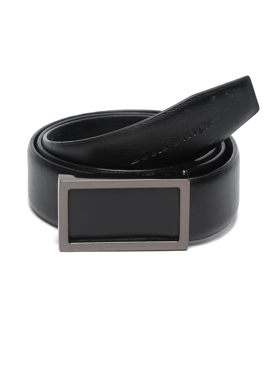 Men's Black Formal Italian Leather Textured Belt For Men