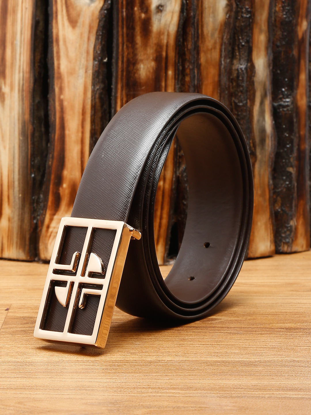 Men's Brown Formal Italian Leather Textured Belt For Men