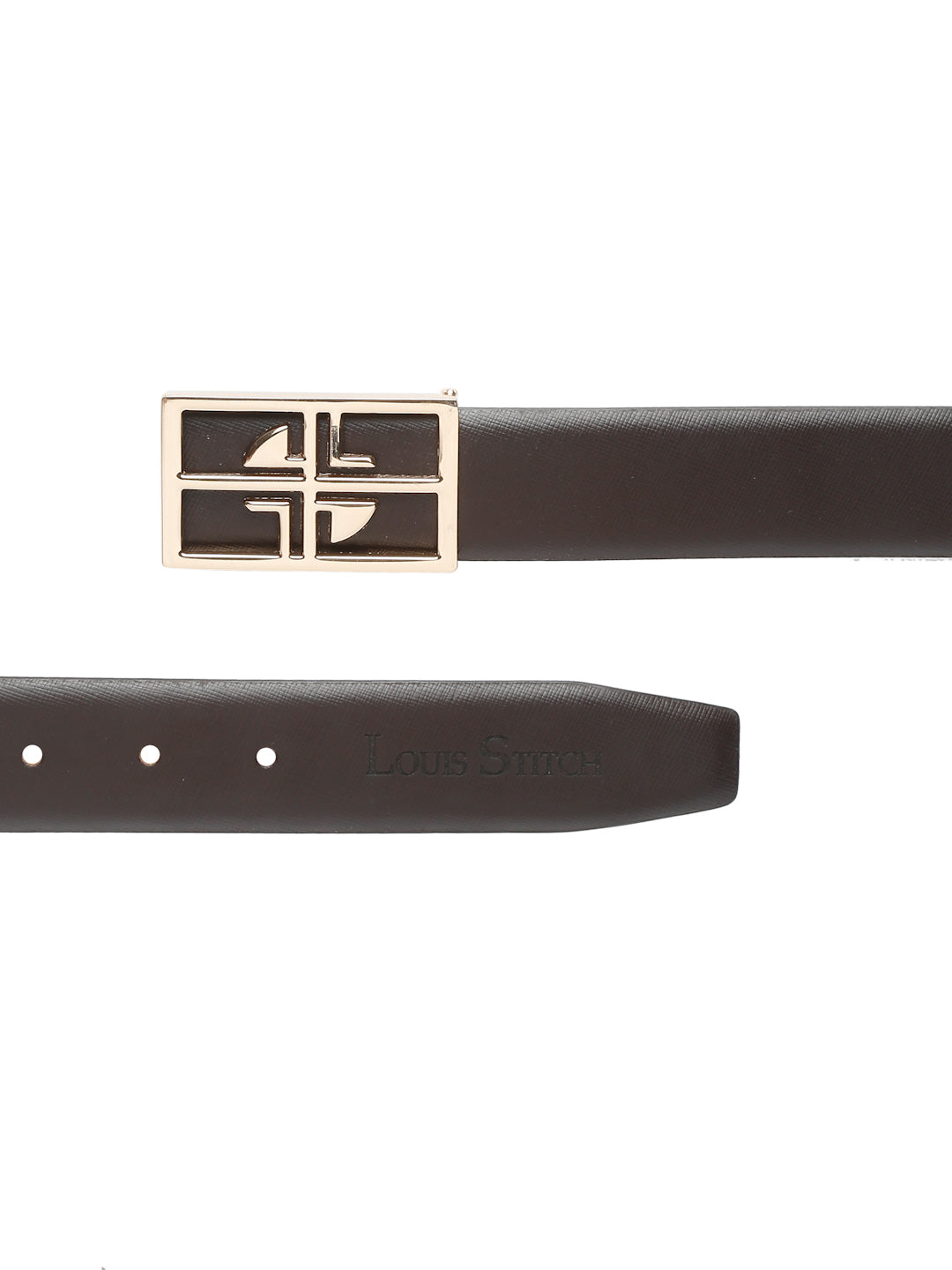 Men's Brown Formal Italian Leather Textured Belt For Men
