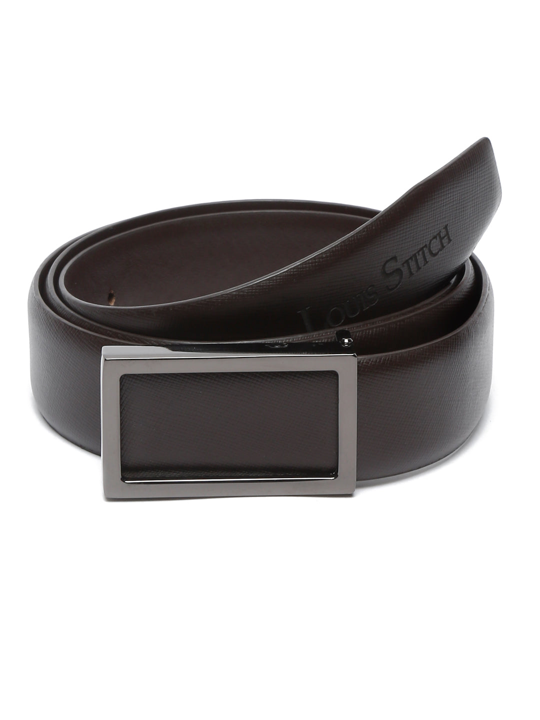 Men's Brown Formal Italian Leather Textured Belt For Men