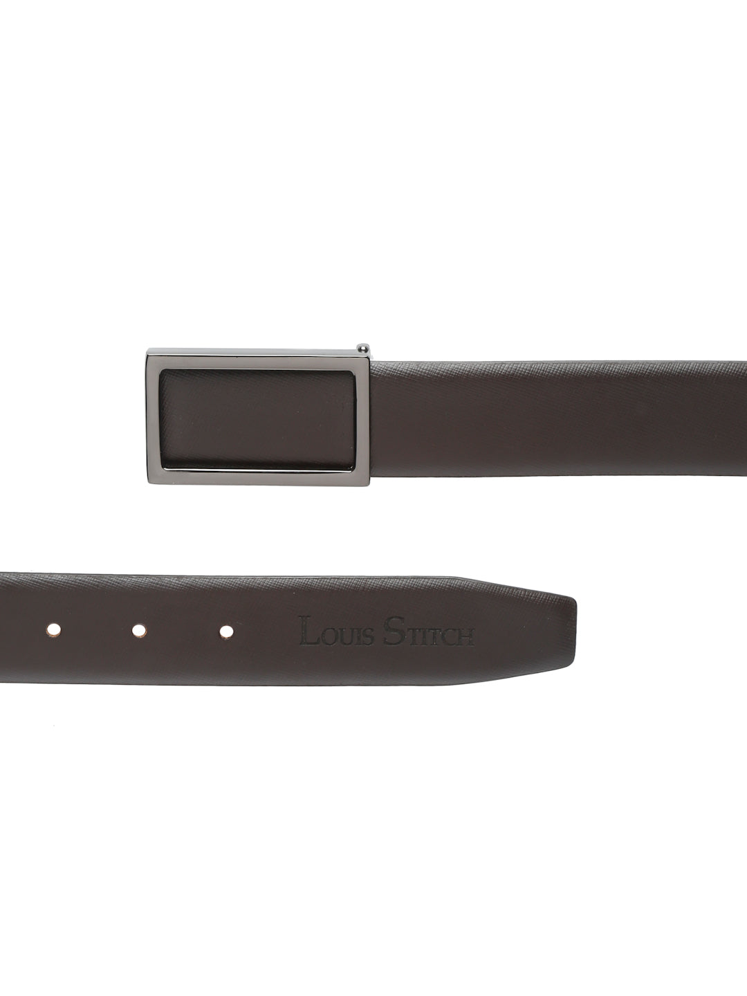 Men's Brown Formal Italian Leather Textured Belt For Men