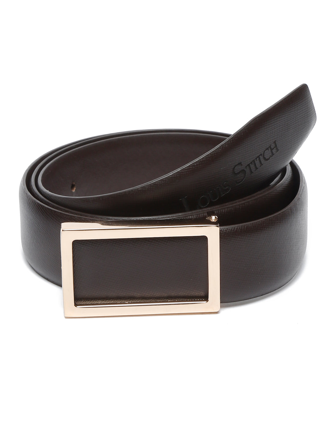 Men's Brown Formal Italian Leather Textured Belt For Men