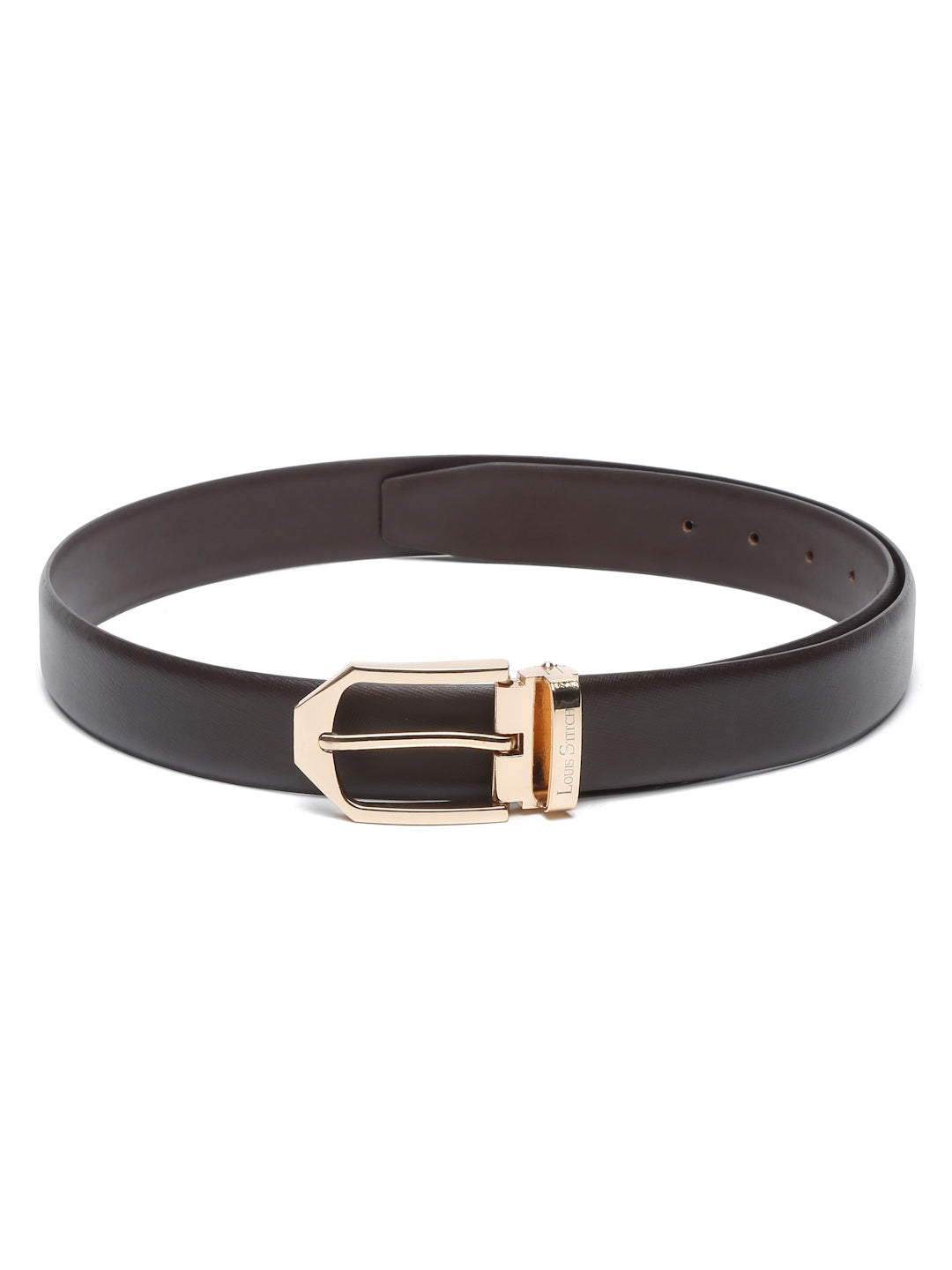 Black/Golden Men's Brown Formal Italian Leather Textured Belt For Men