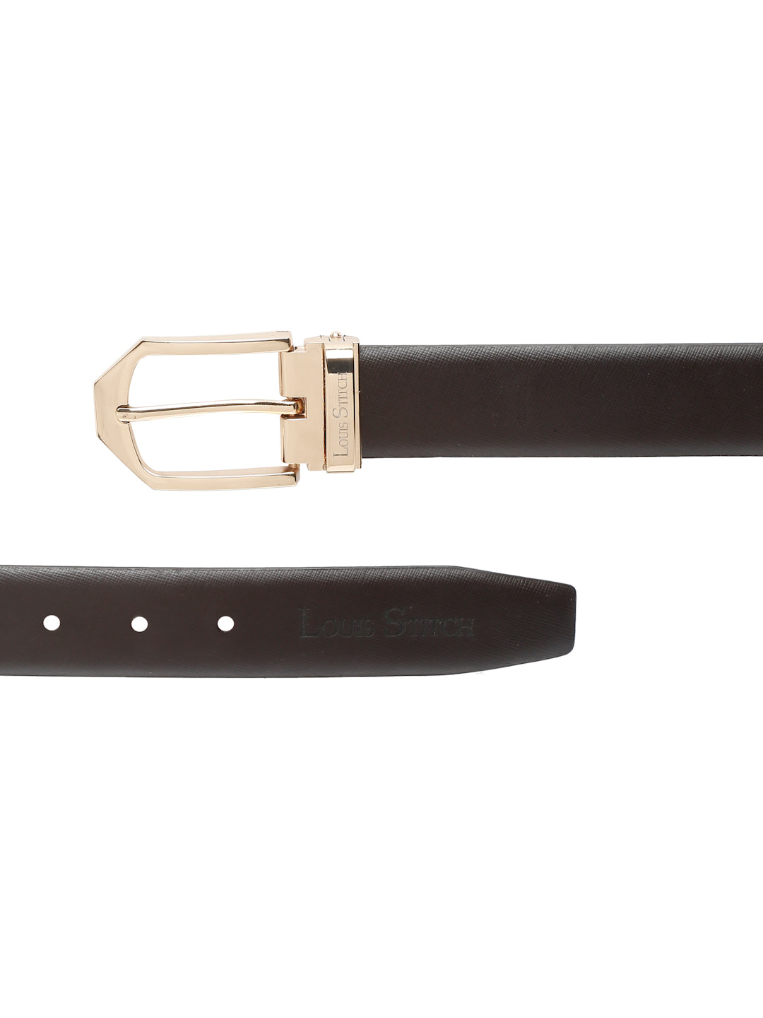 Men's Brown Formal Italian Leather Textured Belt For Men