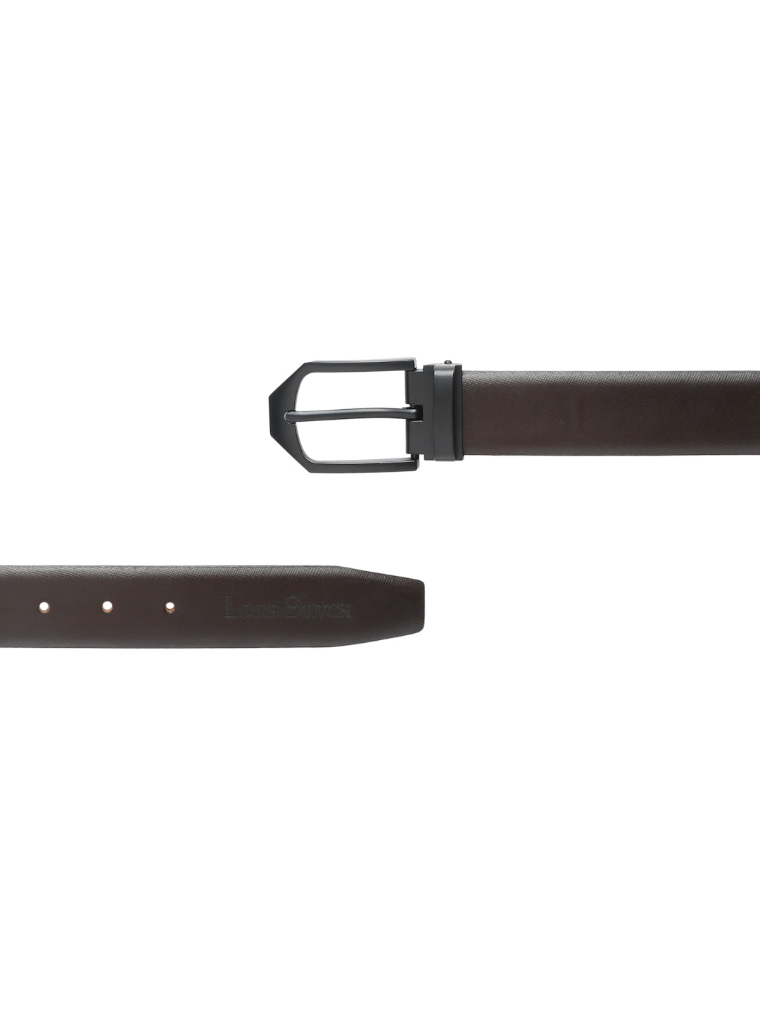 Men's Brown Formal Italian Leather Textured Belt For Men