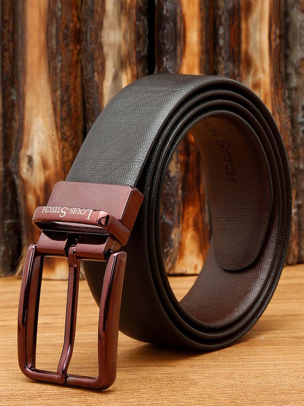 Black Men'S Black & Brown Formal Italian Leather Reversible Belt For Men