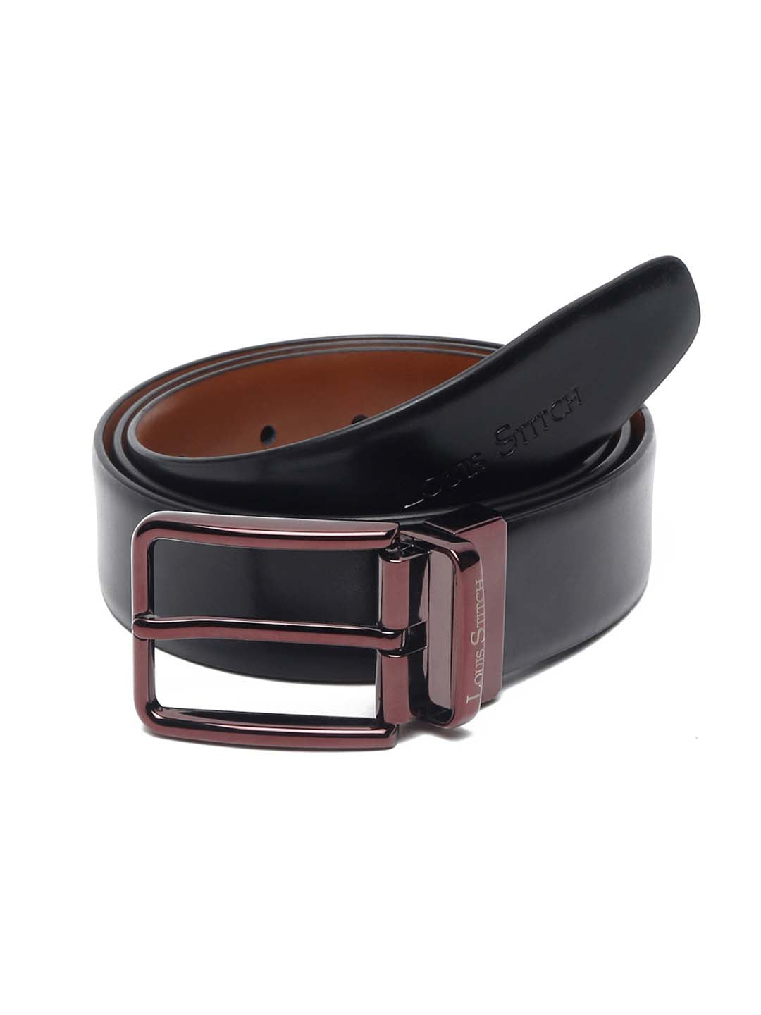 Men'S Black & Brown Formal Italian Leather Reversible Belt For Men