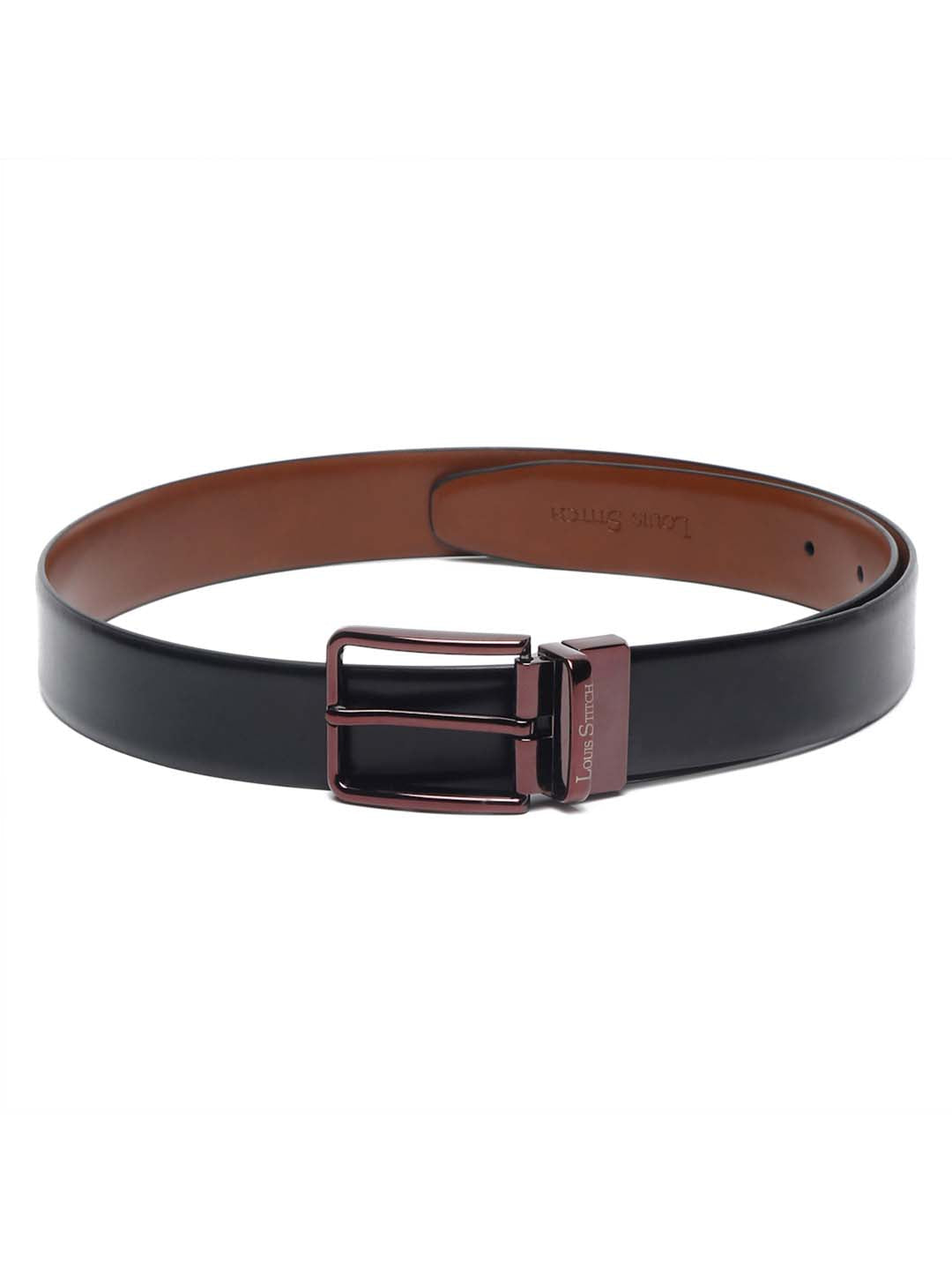 Men'S Black & Brown Formal Italian Leather Reversible Belt For Men