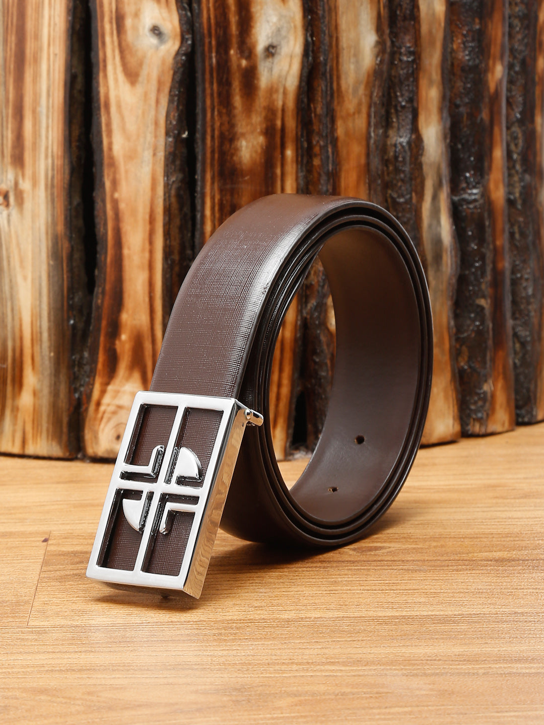 Black/Chrome Men's Black Formal Italian Leather Textured Belt For Men