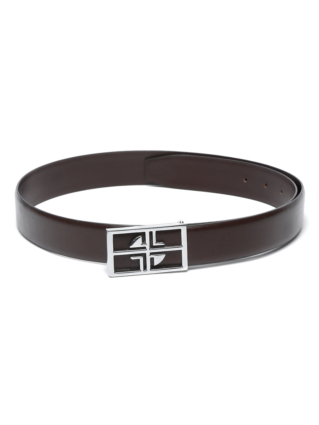 Black/Chrome Men's Black Formal Italian Leather Textured Belt For Men