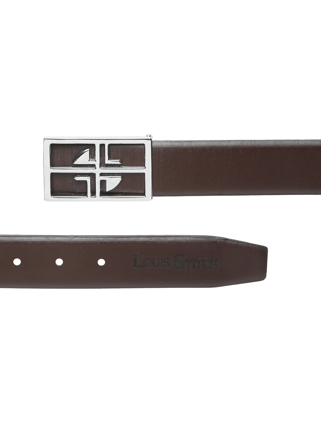 Black/Chrome Men's Black Formal Italian Leather Textured Belt For Men
