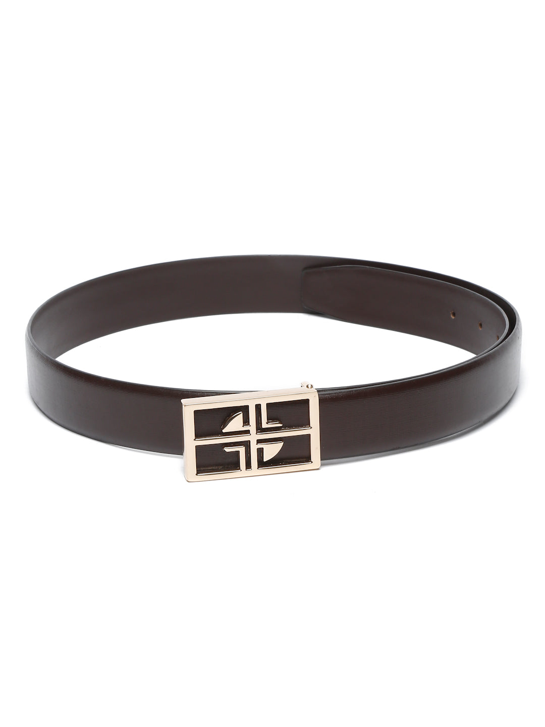 Black/Golden Men's Black Formal Italian Leather Textured Belt For Men
