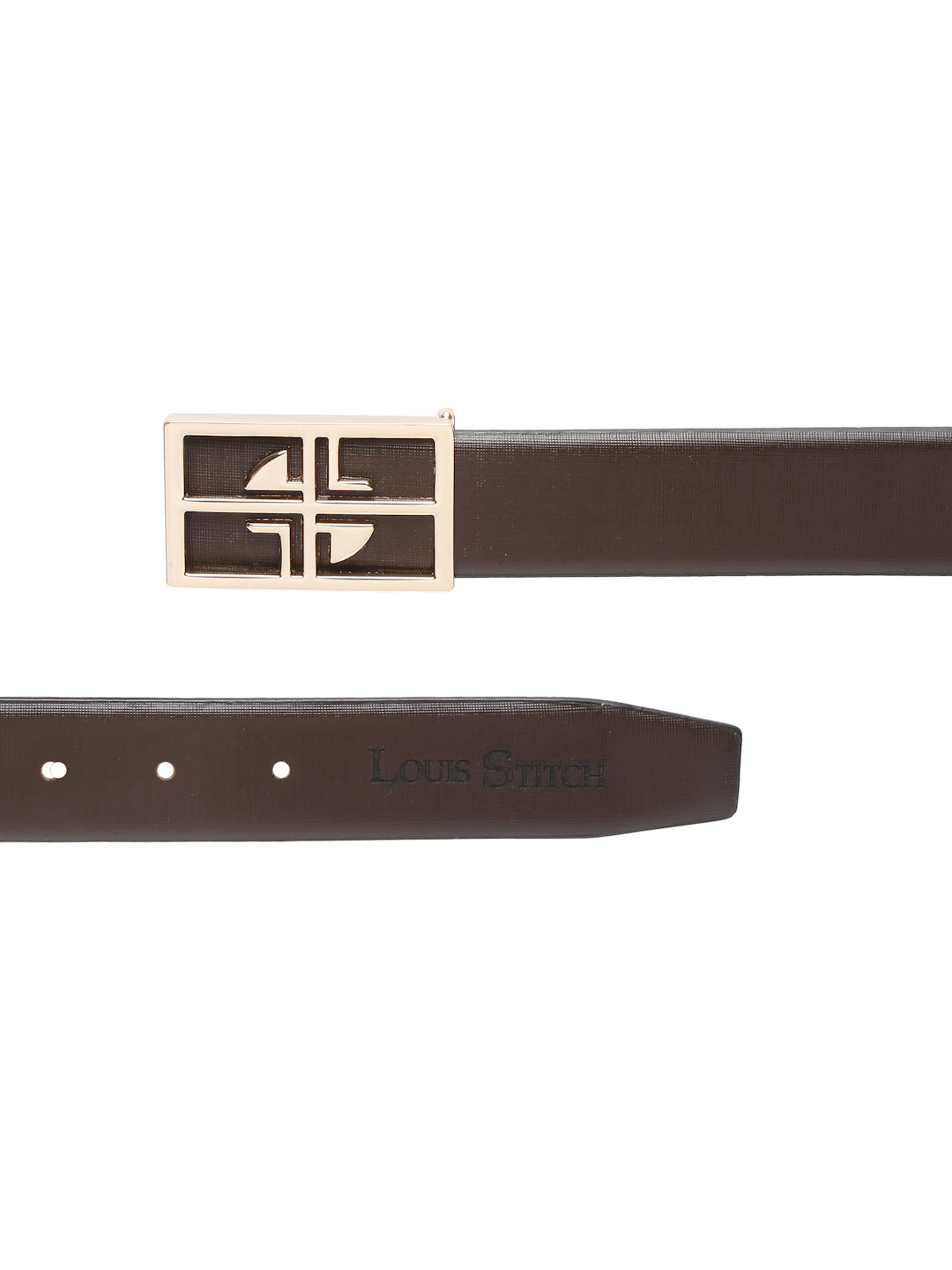 Black/Golden Men's Black Formal Italian Leather Textured Belt For Men